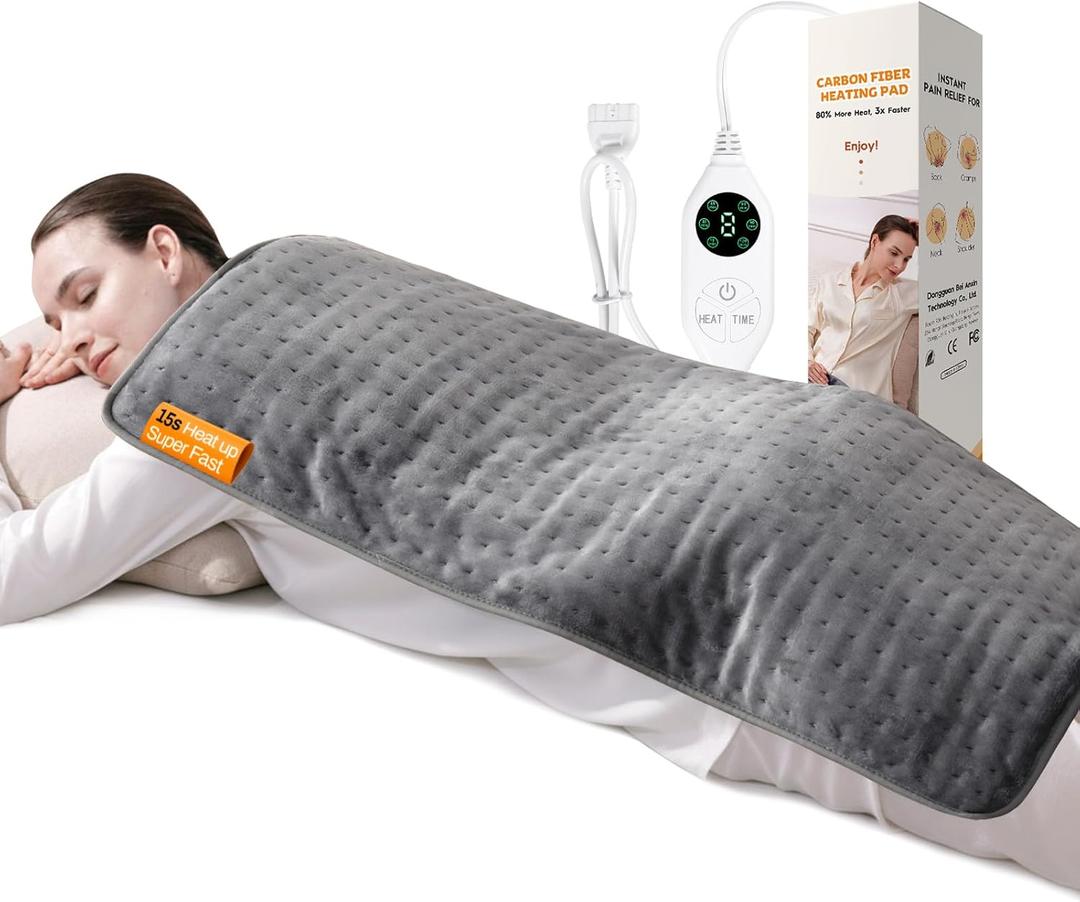 HighHeat Boost & Rapid Heat Up XL Heating Pad 40"x20" for Back/Neck/Shoulder Pain Relief, Full Body Electric Pad for Period Cramps/Sore Muscles, Deep Moist Heat, Night Grey