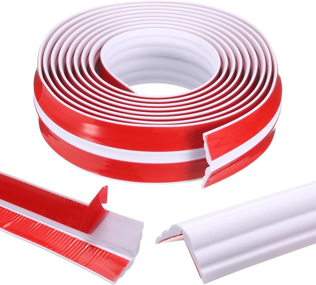 HARFINGTON Flexible Wall Corner Protector 1.6" 10FT Self Adhesive Wall Corner Guard Edge Protector Thickened PVC Peel and Stick Wall Trim for Ceiling Countertop Stair Corner, White