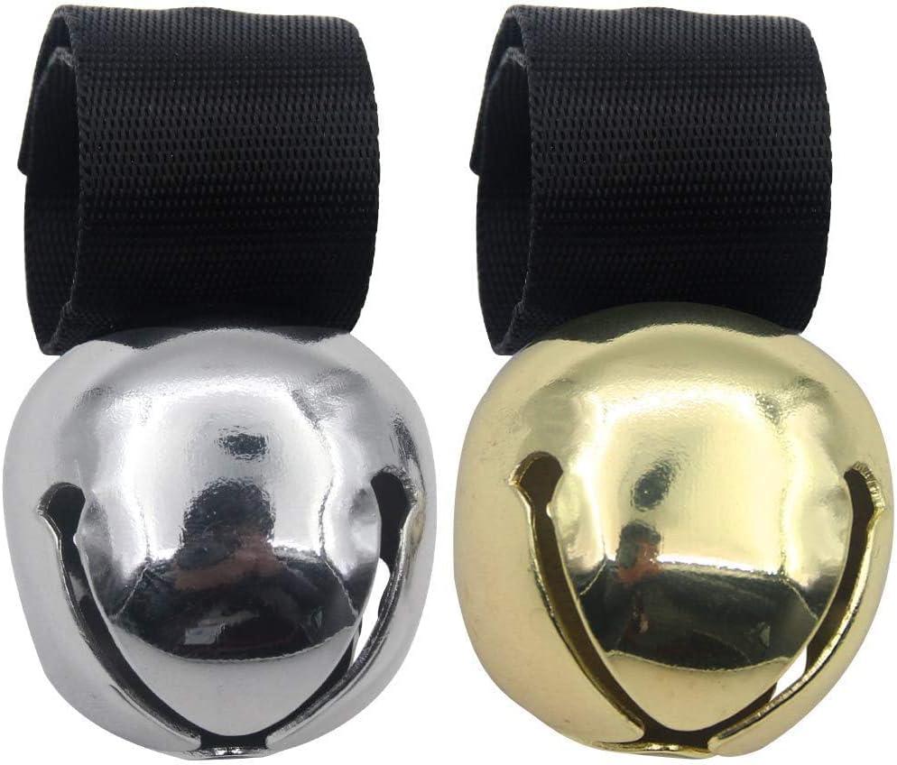 SCENEREAL Dog Collar Bell for Training, Hiking, Walking, Hunting, Pet Tracker, 2 Pack 1.0" Extra Loud Pet Bell for Save Wildlife and Birds (Bear Bell, Cow Bell) Gold | Silver for Small Medium Dogs