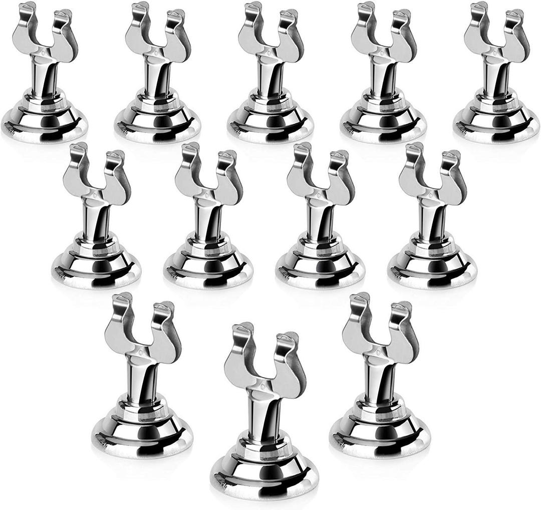 New Star Foodservice Triton Harp Clip Style Place Card / Table Number Holder, 1.5 Inch, Silver, Set of 12