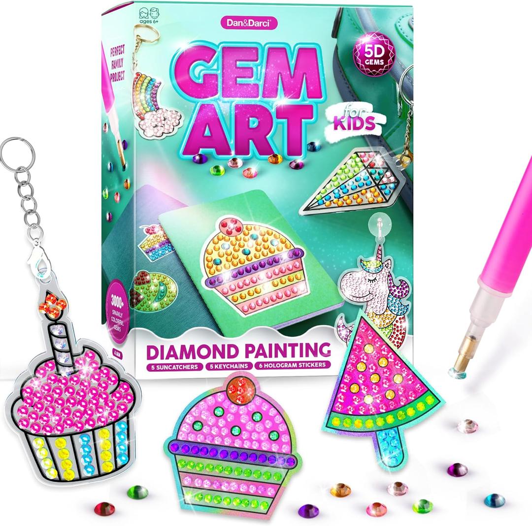 Diamond Art Kit for Kids - Gem Painting Arts & Crafts Kits for Ages 6-12, Gifts for 6, 7, 8, 9, 10, 11, 12 Year Old Boy & Girl - Girls Birthday Toys Gift Ideas - Craft Activities for Age 6+ Years
