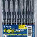 Pilot FriXion Synergy Clicker Erasable, Refillable, Retractable Gel Ink Pens, Extra Fine Point 0.5 mm, Pack of 7, Assorted Colors, FriXion Erasable Pens 0.5 - Ideal for School & Office Writing