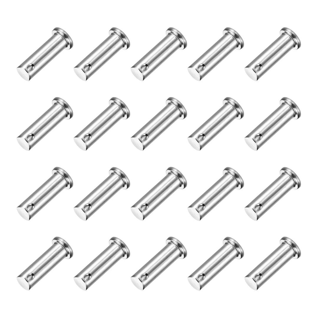 uxcell 20Pcs M10 x 30mm Single Hole Clevis Pins, 304 Stainless Steel Flat Head Hitch Pins for Trailer Latch, Mechanics Repair, Furniture Installation, Industrial Equipment