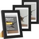 Heimlove 4x6 Picture Frames Set of 3 with Mat to Display 3.5x5 Picture,Plastic Black Photo Frame for Poster,Diploma,Certificate and Document with Tabletop and Wall Decor