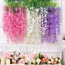 40 Pack Pink Purple White Wisteria Hanging Flowers, Fake Hanging Flowers for Decoration,Vines for Bedroom, Wisteria Flower Garland for Home ,Party,Wall,Wedding Decoration,Baby Shower(3.6 Ft/Pcs)