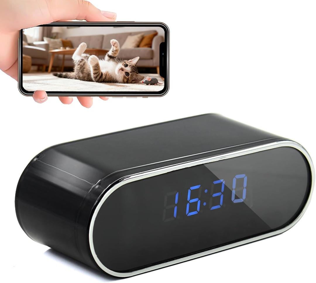 Clock Camera - Wireless Full HD 1080P Cams - WiFi Mini Cameras Clock with Night Vision - Indoor Camera for Home Security - No Audio