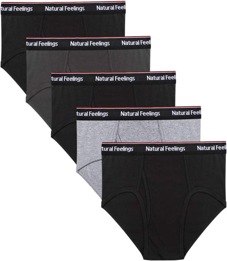 Natural Feelings Men's Briefs Underwear Multipack Mens Cotton Full Rise Briefs with Comfort Waistband Size XL