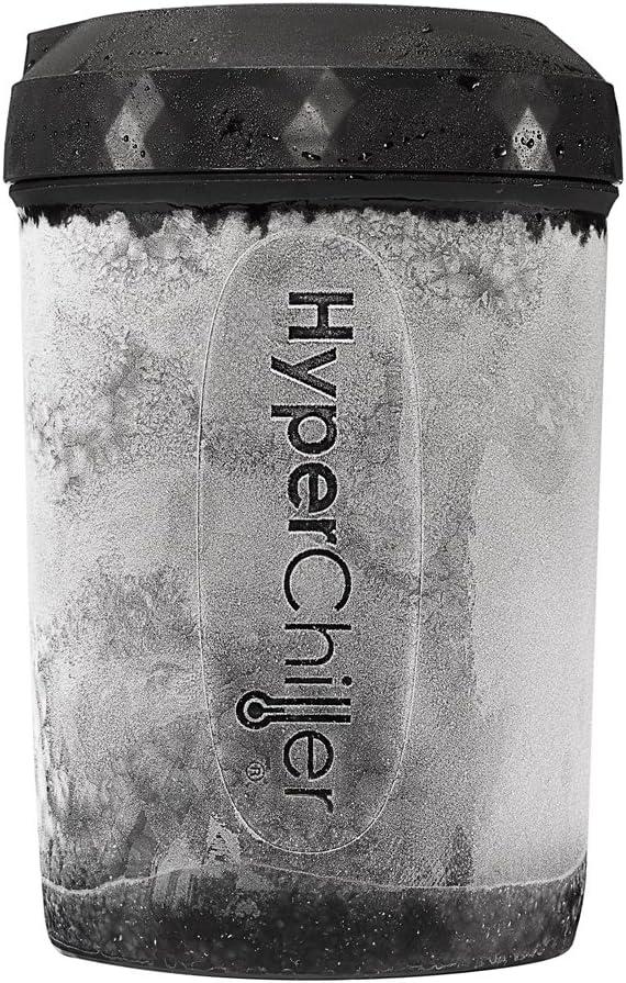 HyperChiller HC2 Patented Iced Coffee/Beverage Cooler, NEW, IMPROVED,STRONGER AND MORE DURABLE! Ready in One Minute, Reusable for Iced Tea, Wine, Spirits, Alcohol, Juice, 12.5 Oz, Black