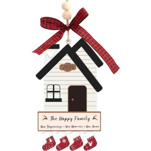 3 x House Warming Gifts New Home - WOXAFO New Home Ornament 2025, Best Housewarming Gifts 2025, Wooden First Christmas Ornament 2025 for Couple Men Women (2025)
