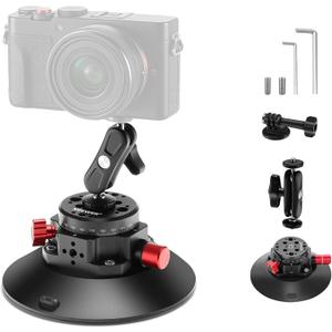 NEEWER 6"/15.2cm Camera Suction Cup Mount with Ball Head Magic Arm, Metal Suction Cup Mount on Car Windshield Dash for Camera/Action Camera/Phone Holder, with 1/4" & 3/8" Mounting Holes for ARRI