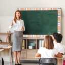 2 x 65.6 Feet Bulletin Board Borders Boho Polk Dot Stripes Straight Borders Classroom Bulletin for Schools Offices Windows Boho Classroom Decor Neutral Board Border Trim for Back to School Decorations