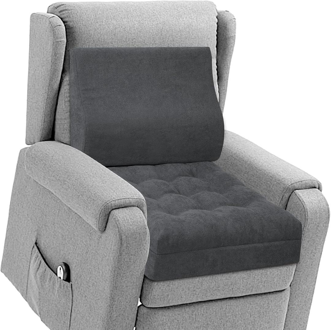 TANYOO Recliner Cushion for Elderly with Lumbar Support Pillow - 20x20x5 Inch Extra Thick Recliner Seat Cushion for Seniors Relief Back Pain and Tailbone Pain from Long Sitting Non-Slip Bottom, 50x50x5 in