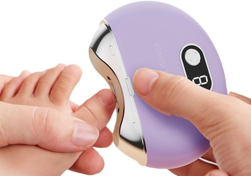 Automatic Electric Nail Clipper,with LCD Digital Display, Safety Baby Fingernail Nail Clipper, 3-Speeds Levels and Nail Clip Storage, USB Rechargeable Suitable for Babies,Children (Purple)
