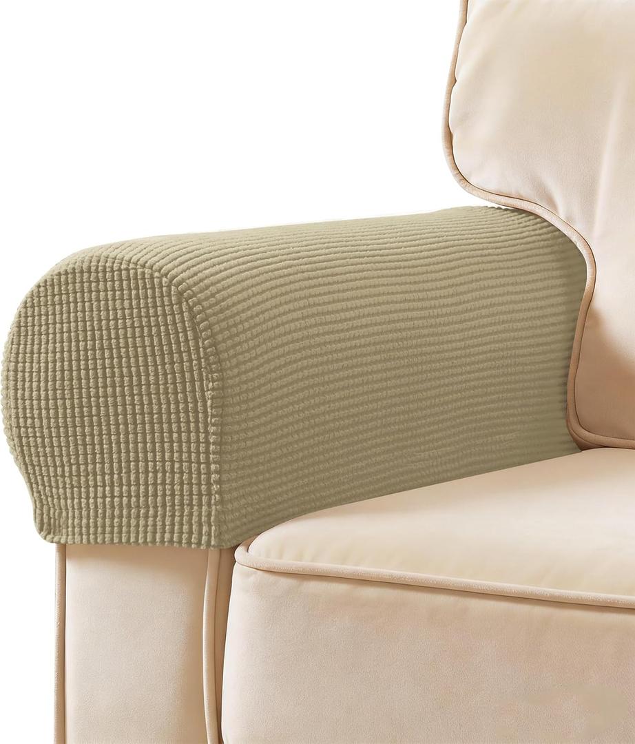 SUBRTEX Stretch Couch Arm Covers Set of 2, Non-Slip Sofa Armrest Slipcovers