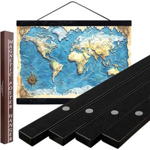 DACRI HOME 34-in Magnetic Poster Hanger Frame, Teak, Strong Magnets, Black