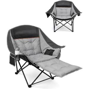 HOPERAN Oversized Camping Chair with Foot Rest, 500lbs Padded Lawn Chairs