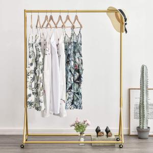 BOSURU Gold Pipe Clothing Racks Freestanding, Modern Metal Clothes Rack Heavy Duty, Easy Assemble Clothing Rack for Hanging Boutiques and Bedroom 47" L