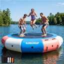 10/12/15FT Water Trampoline, Inflatable Floating Lake Trampoline | Pink Inflatable Lake Trampoline Heavy Duty Water Swim Platform for Lake Ocean with Ladder & Ropes