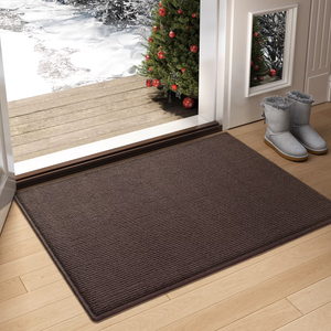 Color&Geometry Front Door Mat Indoor Entrance, 19.5"x35.5" Standard-Sized Inside Doormat for Entryway Non Slip, Dirt Trapper Absorbent Entry Rug Washable, Brown (Rolled-up NO Creases)