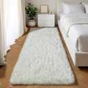 ONASAR Cream White Runner Rugs for Bedroom Living Room, Ivory Fluffy 2x6 Bedside Hallway Area Rug, Ultra Soft Plush Furry Faux Fur Non Slip Floor Carpet for Nursery Kids Dorm Closet Home Decor