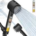 Cobbe Ion Drops Filtered Shower Head with Handheld, 4+1 Spray Mode Showerhead with Filters, Built-in Power Wash for Hard Water - Remove Chlorine - Reduces Dry Itchy Skin, Black