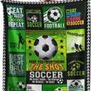 Lotus Karen Soccer Blanket - Soccer Gifts for Christmas Birthdays Team Fans Sports Decor Premium Flannel Throw for Boys Girls Kids Adults 60"x 80"