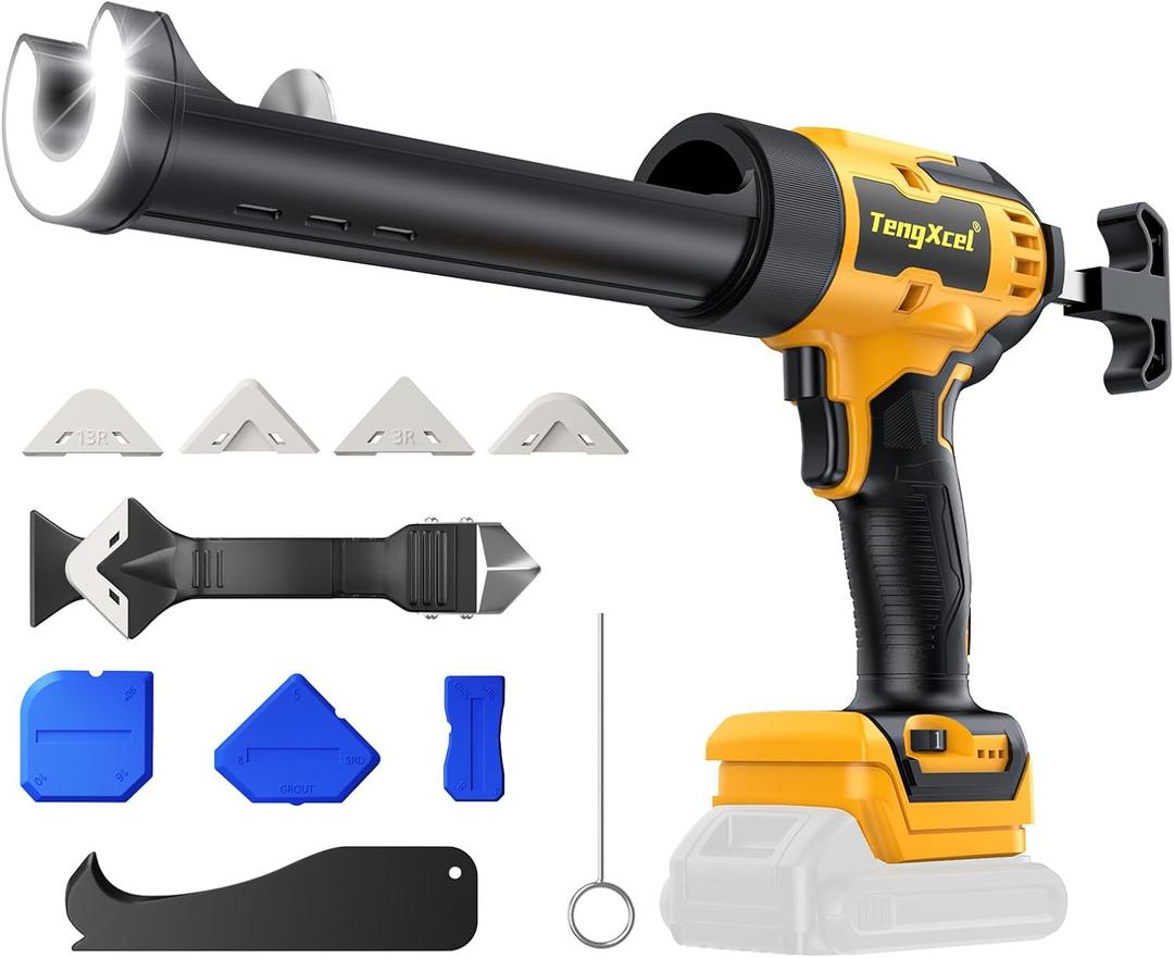 Cordless Caulking Gun for Dewalt 20V Battery  High-Performance Caulking Gun Tool with 6 Speeds, 450LM LED Light and Drip-Free Design for Sealing Tile, Floors, Sinks, and Windows(No Battery Included)