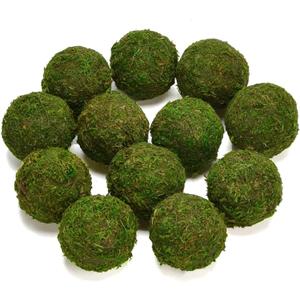BYHER Natural Green Moss Decorative Ball,Handmade (3.5"-Set of 6)