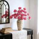 INXUGAO Artificial Flowers Fake Roses for Outdoor, 6Pcs 28" Long Stem Silk Roses for Wedding Indoor Outside Party Decor, Realistic Faux Bouquet for Tall Vase Planter (Fuchsia)