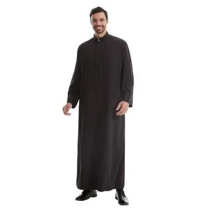 Men's Dishdasha Muslim Clothes Maxi Shirt Robe Stand Collar Kaftan for Men Dubai Thobe 1PC Ethnic Clothes, StyleH Black, XL