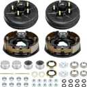 SEHNSUCHT Trailer Electric Brake Drum Kit, One Pair of 5 hole on 5" Bolt Circle Brake Drum with 10" x2-1/4" Maual Adjusting Electric Brakes for 3500 lbs Axles, Replacement 10" Brake Hub Drum Assembly