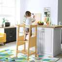 Toddler Standing Tower, Toddler Step Stool with Safety Rail, 3 Heights Adjustable Learning Standing Stool, Wide Platform Design Step Stool, Stool for Kids, 15.75"D x 15.75"W x 34.65"H