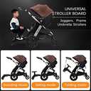Universal 2-in-1 Stroller Board with Detachable Seat | Stand or Sit Ride-On Board for Bugaboo, UPPAbaby & Most Strollers | Adjustable & Easy Install | Holds Kids up to 60lbs