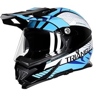 TRIANGLE Dual Sport Motorcycle Helmet Dirt Bike Helmets ATV Full Face Helmet for Adults Men with Internal Sunshield DOT Approved