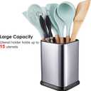RedCall Stainless Steel Kitchen Utensil Holder for Countertop, Spoon Spatula Organizer,Modern Rectangular Large Cooking Utensil Caddy Counter,Utensil Crock Silver