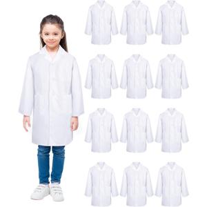 Seajan 12 Pcs Unisex Kids Lab Coat Bulk Soft Kids Scrubs White Doctor Coat Scientist Halloween Costume for Boys and Girls (XS Size)