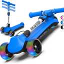 Balance Electric Scooter for Kids Ages 2-9, 2025 Upgraded, Long Range, Friendly Thumb Throttle, Solid Wide Light Up Deck & Wheels, Adjustable Height, 5Mph Safe Limit, 60min Riding, Foldable (Blue)