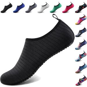 Water Shoes for Women Men Quick-Dry Aqua Socks Swim Beach Barefoot Yoga Exercise Wear Sport Accessories Pool Camping Must Haves Adult Youth Size, Black-w001, 11.5-12.5 Women/ 10.5-11.5 Men, Black-w001