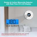 Wireless Interconnected Smoke Carbon Monoxide Detector Battery Powered, Interlinked Combination Smoke and Carbon Monoxide Detector Alarm with Digital Display, Silence Button (White-6Pcs), EXP: 03/13/2031
