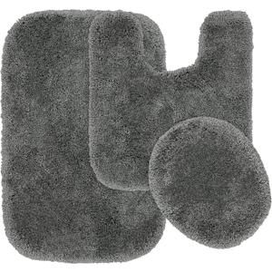 Garland Rug Finest Luxury Dark Gray 3-Piece Set Ultra Plush Washable Bath Rug Set - Soft, Absorbent, And Stylish For Your Bathroom