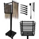 Braiding Hair Rack, Hair Extension Holder, Hair Braiding Tools, Hair Product Organizer, Wooden 3-Sided Rack Stand, Large Capacity (210 pegs)