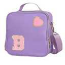 Insulated Nylon Lunch Box for Girls, Kids, and Women-Stylish Pink Preppy Large Lunch Bag with Adjustable Strap and Chenille Letter 'C', Tote for School, Travel, and Picnics-Ideal Preppy Stuff Choice