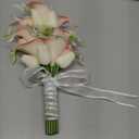 Floral Bouquet 12 Artificial Calla Lilies with 8 Artificial Tulip Flowers, Bridesmaid Bouquet with Wedding Ceremony Festivals Anniversary Bridal Rehearsal Party Bar Table Decor(Cream and Pink)