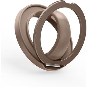 Magnetic Phone Grip, 360 Rotation & 180 Flip Universal Phone Ring Stand, Silicone Phone Ring Holder for Back of Phone for iPhone 17/16/15/14/13/12 Pro Max/Plus, Brown