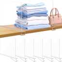 Babitree Acrylic Closet Shelf Dividers, Heavy Duty Organizer for Clothes, Handbags, Sweaters & Towels - Transparent Storage Solution for Kitchen Cabinets, Wardrobes & Home Shelving (6Pack)
