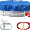 24FT Round Winter Pool Cover,Pool Covers for Above Ground Pools,Heavy Duty Durable PE Material Swimming Pool Covers,Cold-Resistant Anti-UV,Extreme Weather Protection,Winch and Cable Kit-Aibiley