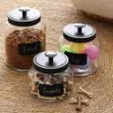 Hyperspace Clear Glass Kitchen Canister Set, Cookie Jar, Food Storage Container, Bathroom Jar with Metal Airtight Lid (Black)