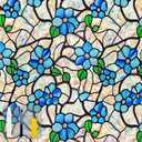 QHY Sunshine Privacy Window Film with Installation Tool Decorative Stained Glass Window Stickers Reusable Window Film (Indigo Rainbow, 35.4 x 78.7)