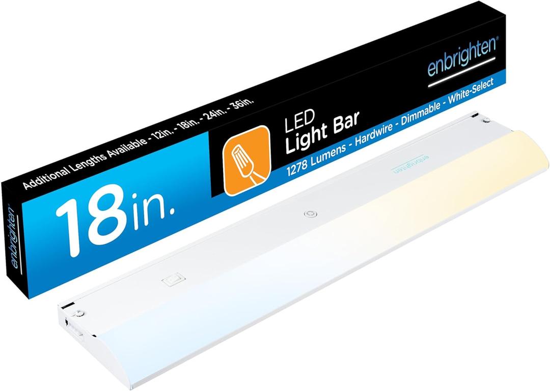 Enbrighten 18 inch Hardwired Under Cabinet Lights, 1275 Lumens, Five White Settings from (2700K-6500K), Full Range Dimmable, Under Counter Light, Linkable Under Counter Lights for Kitchen 82921-T1