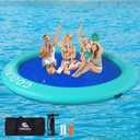 COOLWAVE Inflatable Water Hammock Floating Dock, Inflatable Raft for Family and Friends, Float Ring for Parties, Fits Multiple People, 6 FT/8FT/10FT/12FT (Mint Green + Dark Blue)